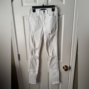 Hollister Women's High-Rise Super Skinny Distressed White Jeans Size 1L
